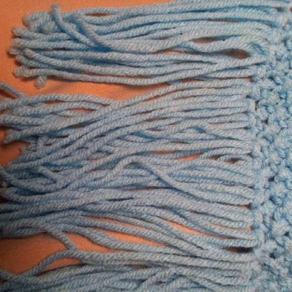 Blue Scarf 52 x 7.5 Soft Hand Crochet Fall Winter Women's Scarf Accessory - Picture 2 of 3